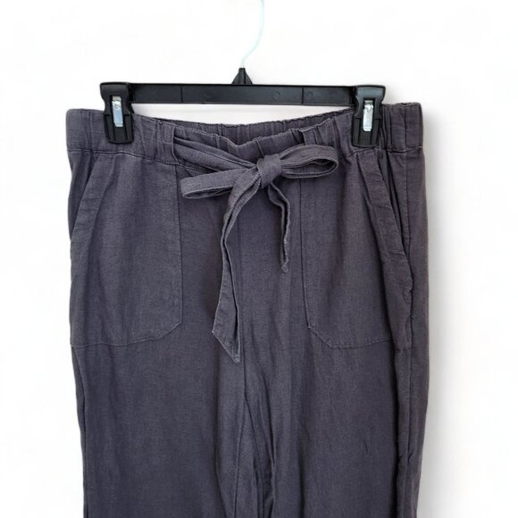 Caslon Linen Pants Womans Sz Small Pockets Pull On Drawstring Gray Wide Leg - Picture 2 of 14